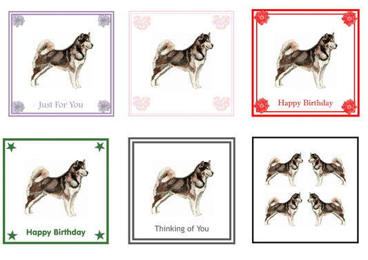 Alaskan Malamute Greeting Card Choice of 6 Designs BIRTHDAY, THINKING OF YOU, BLANK