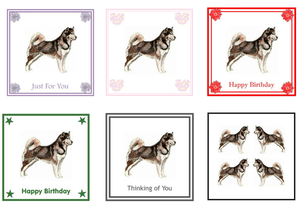 Alaskan Malamute Greeting Card Choice of 6 Designs BIRTHDAY, THINKING OF YOU, BLANK