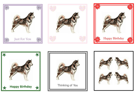 Alaskan Malamute Greeting Card Choice of 6 Designs BIRTHDAY, THINKING OF YOU, BLANK