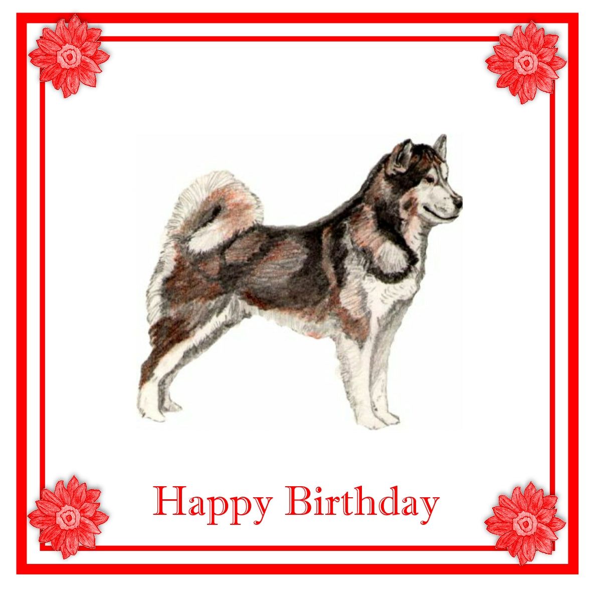 Alaskan Malamute Greeting Card Choice of 6 Designs BIRTHDAY, THINKING OF YOU, BLANK