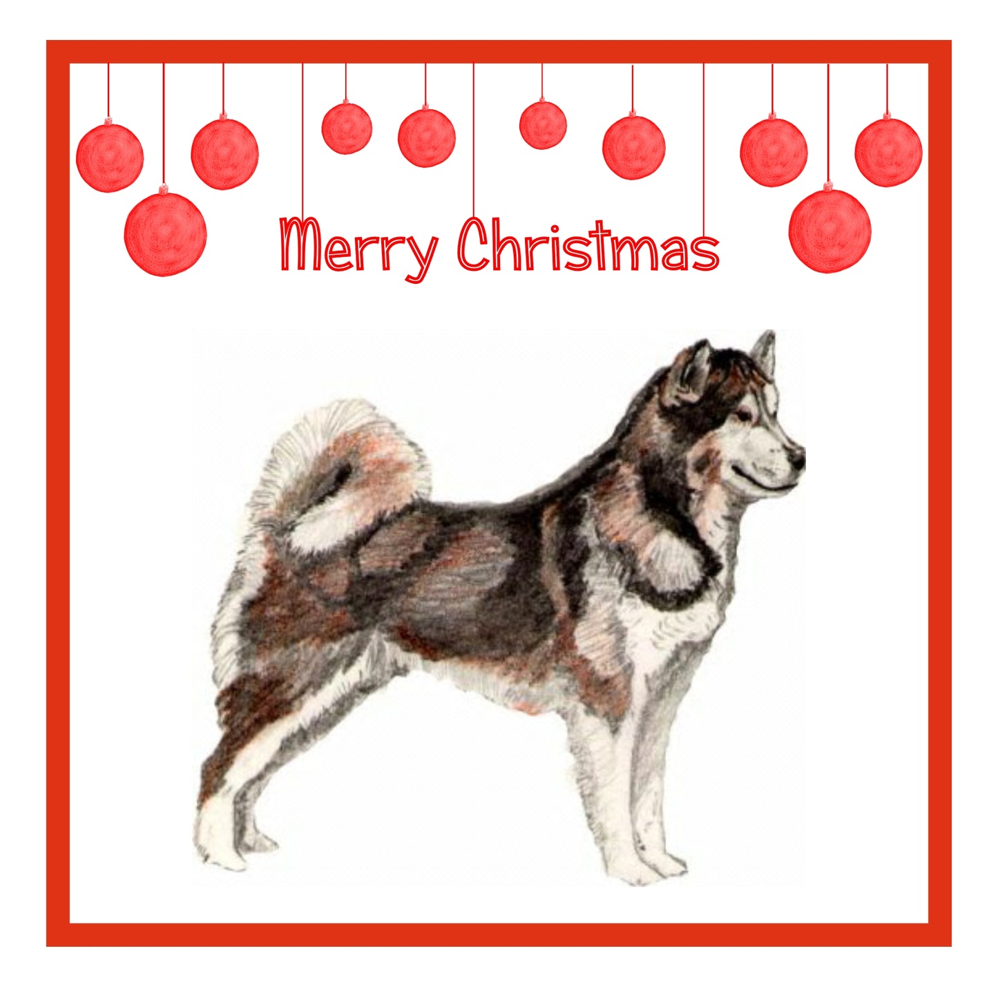 Alaskan Malamute Christmas Cards Pack of 6