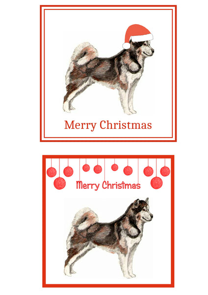 Alaskan Malamute Christmas Cards Pack of 6