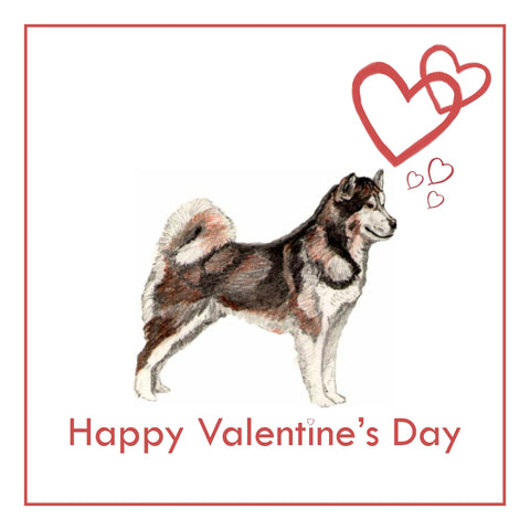 Alaskan Malamute Valentine's Day Card PERSONALISATION AVAILABLE