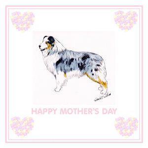 Australian Shepherd Mother's Day Card PERSONALISATION AVAILABLE