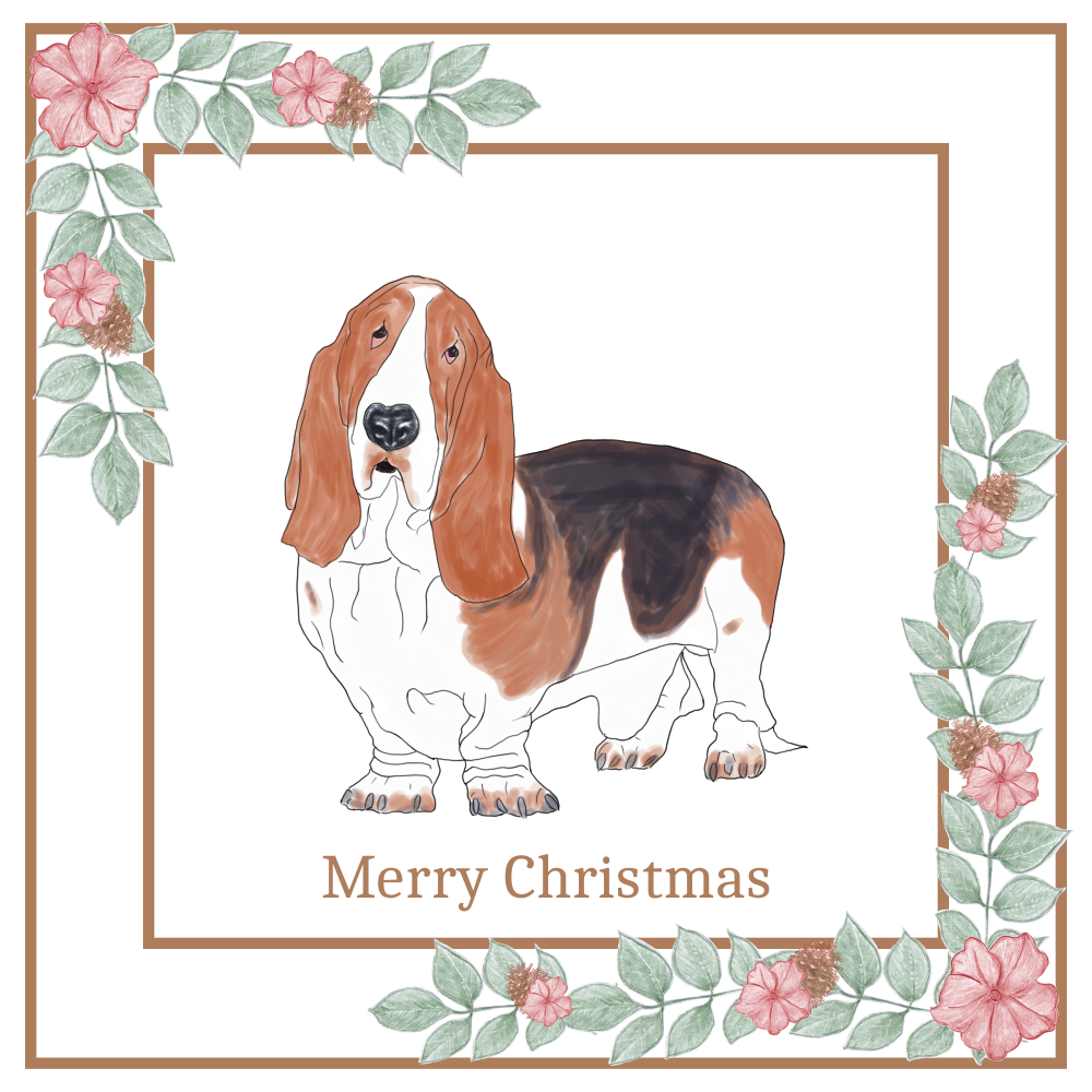 Basset Hound Christmas Card Choice of 3 Card Designs Single or Multi Pack