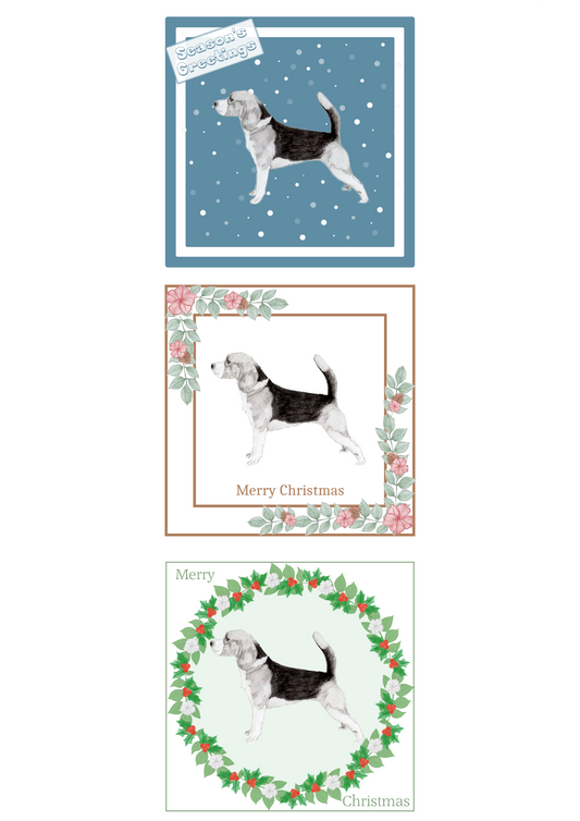 Beagle Christmas Card Choice of 3 Card Designs Single or Multi Pack