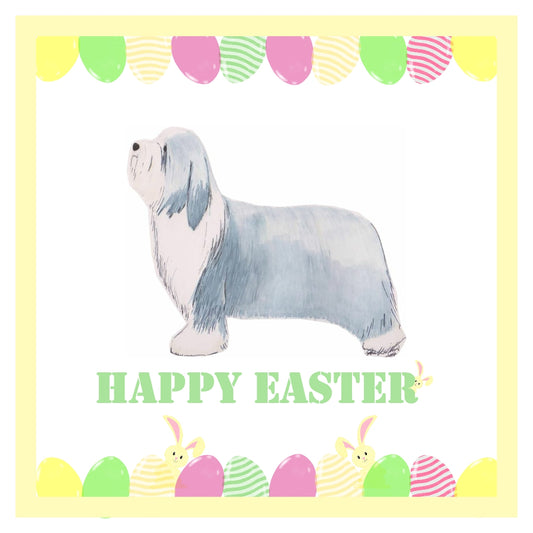 Bearded Collie Easter Card 1 Card or Pack of 3 Cards
