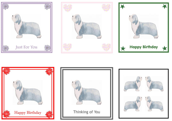 Bearded Collie Greeting Card Choice of 6 Designs BIRTHDAY, THINKING OF YOU, BLANK