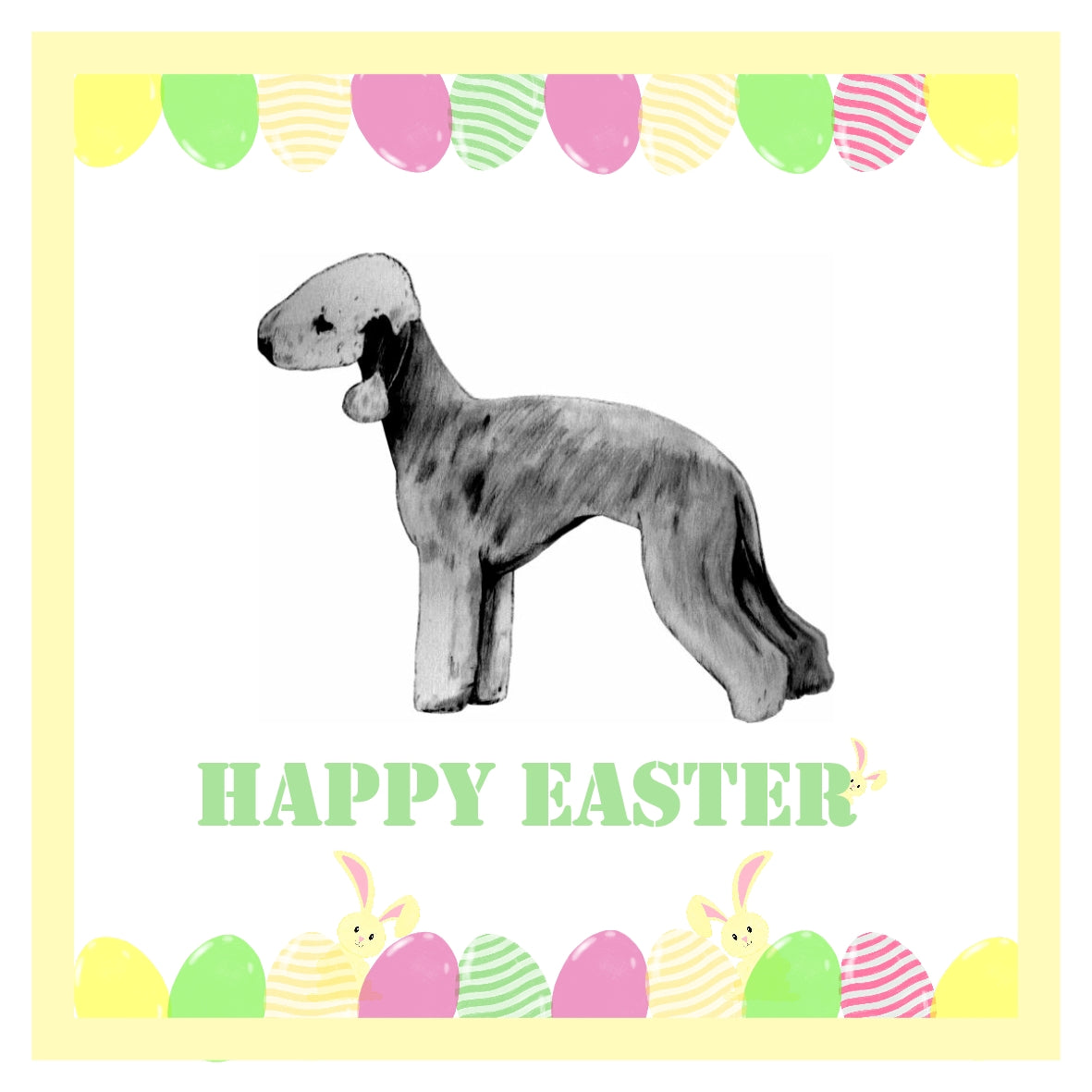 Bedlington Terrier Easter Card 1 Card or Pack of 3 Cards