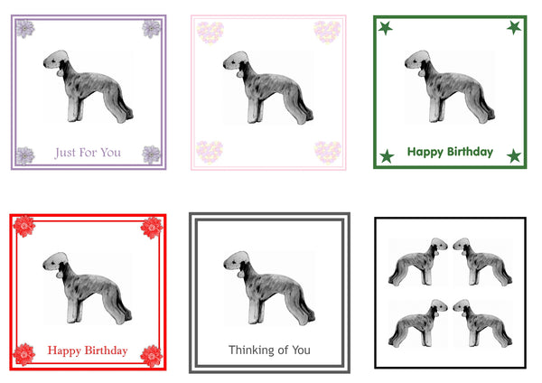 Bedlington Terrier Greeting Card Choice of 6 Designs BIRTHDAY, THINKING OF YOU, BLANK