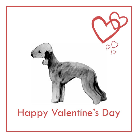 Bedlington Terrier Valentine's Day Card PERSONALISATION AVAILABLE