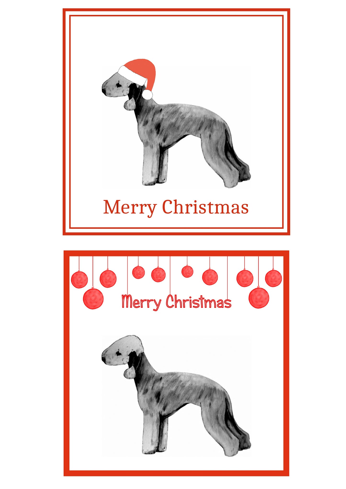 Bedlington Terrier Christmas Cards Pack of 6