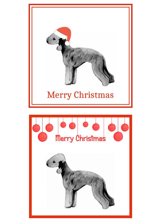 Bedlington Terrier Christmas Cards Pack of 6