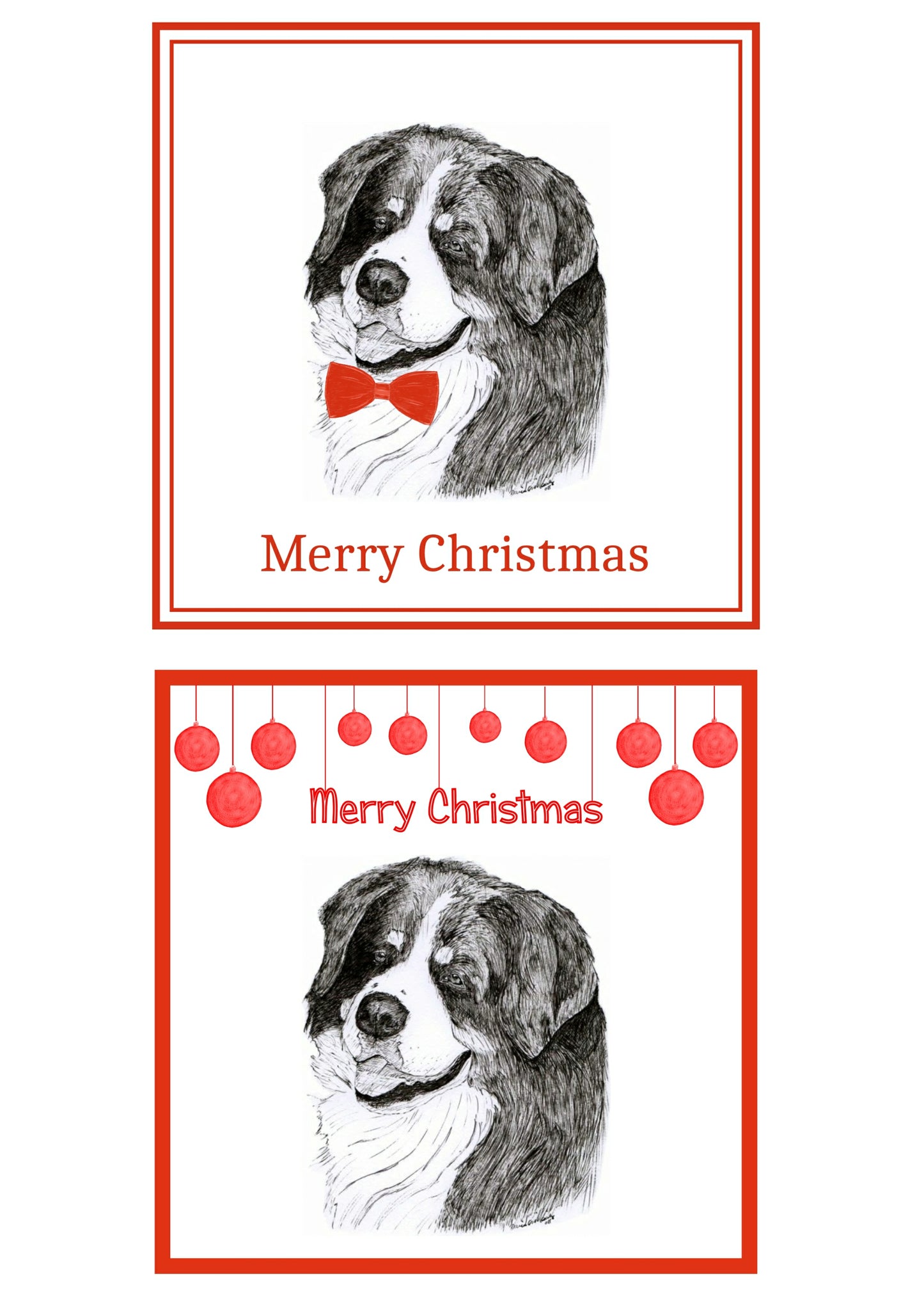 Bernese Mountain Dog Christmas Cards Pack of 6