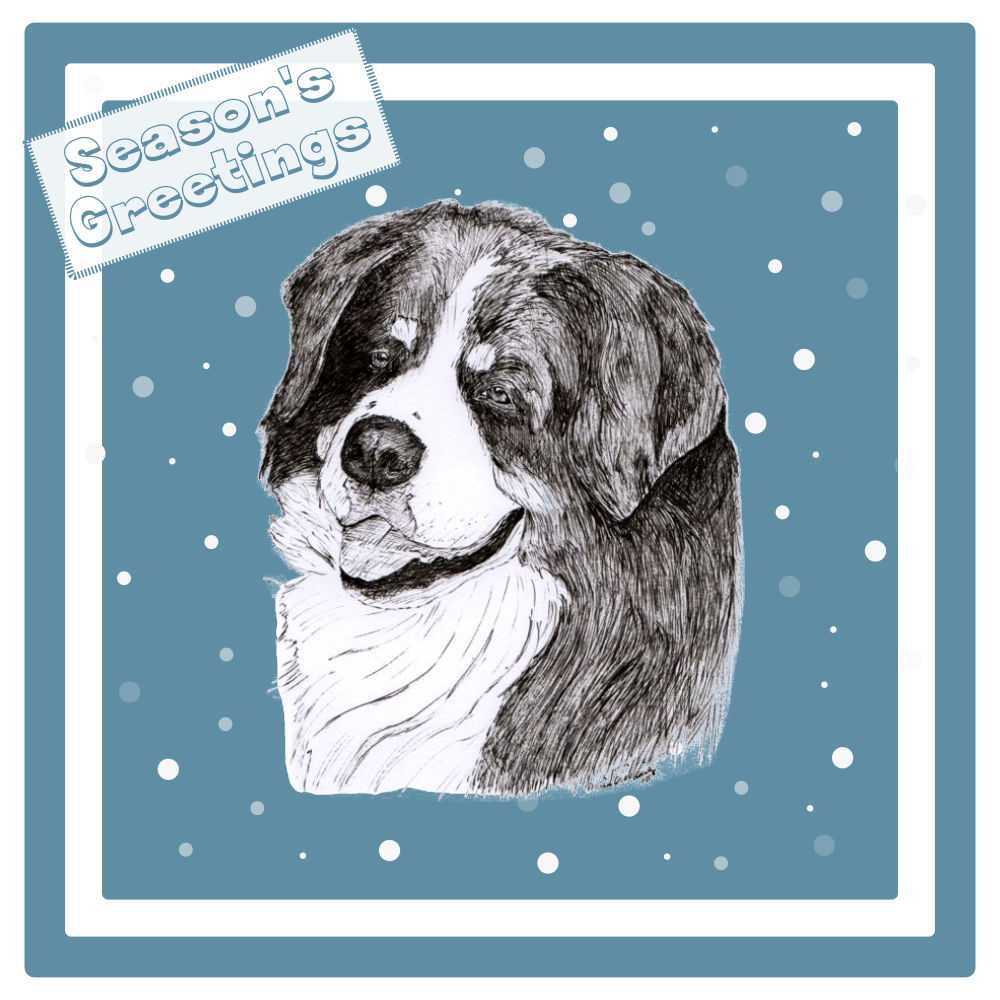 Bernese Mountain Dog Christmas Card Choice of 3 Card Designs Single or Multi Pack