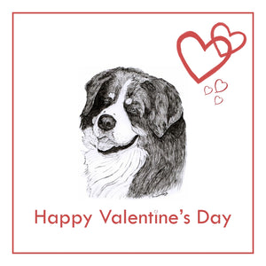 Bernese Mountain Dog Valentine's Day Card PERSONALISATION AVAILABLE