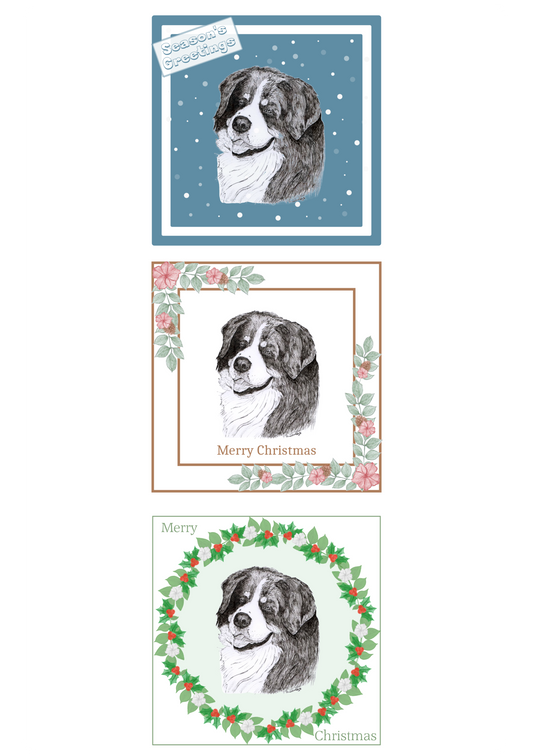 Bernese Mountain Dog Christmas Card Choice of 3 Card Designs Single or Multi Pack