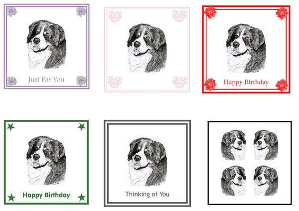 Bernese Mountain dog Greeting Card Choice of 6 Designs BIRTHDAY, THINKING OF YOU, BLANK