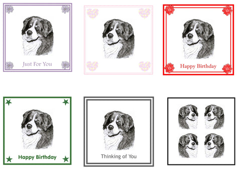 Bernese Mountain dog Greeting Card Choice of 6 Designs BIRTHDAY, THINKING OF YOU, BLANK