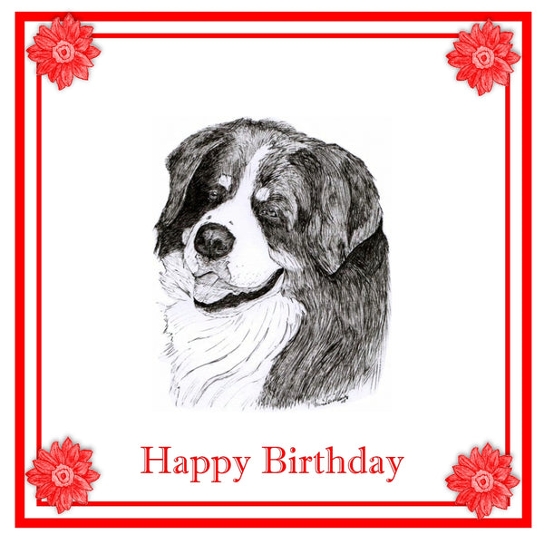 Bernese Mountain dog Greeting Card Choice of 6 Designs BIRTHDAY, THINKING OF YOU, BLANK