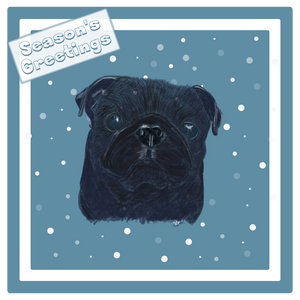 Black Pug Christmas Card Choice of 3 Card Designs Single or Multi Pack