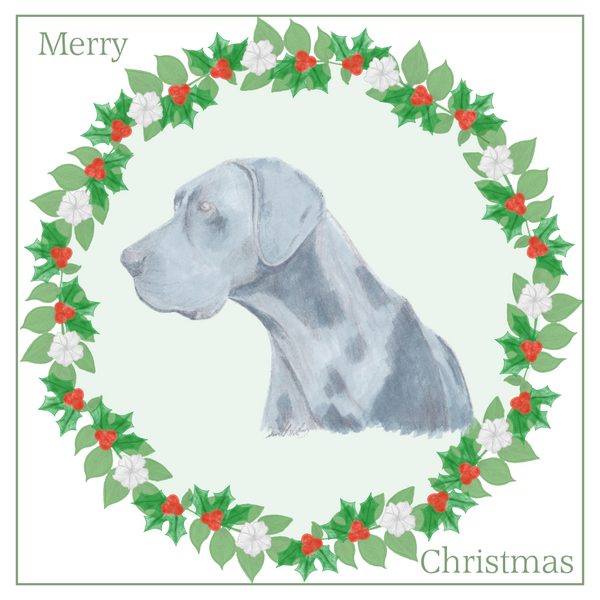 Blue Great Dane Christmas Card Choice of 3 Card Designs Single or Multi Pack