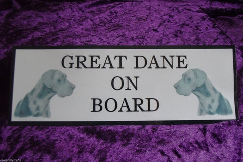 Blue Great Dane On Board Car Sign