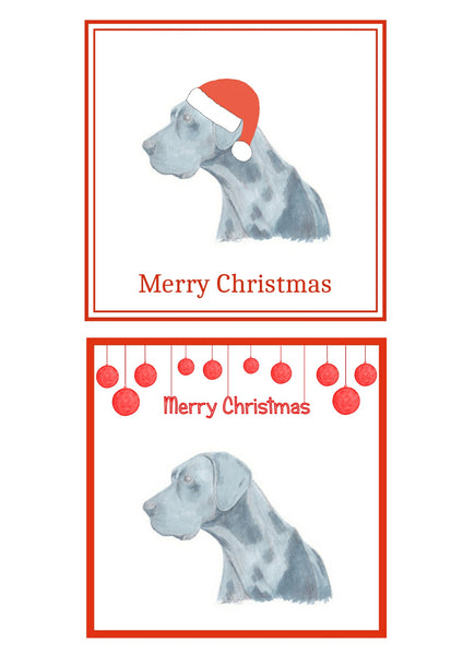 Blue Great Dane Christmas Cards Pack of 6