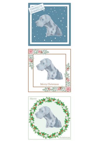 Blue Great Dane Christmas Card Choice of 3 Card Designs Single or Multi Pack