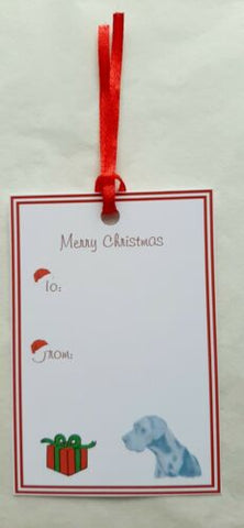 Blue Great Dane Christmas Gift Tags Pack of 8
