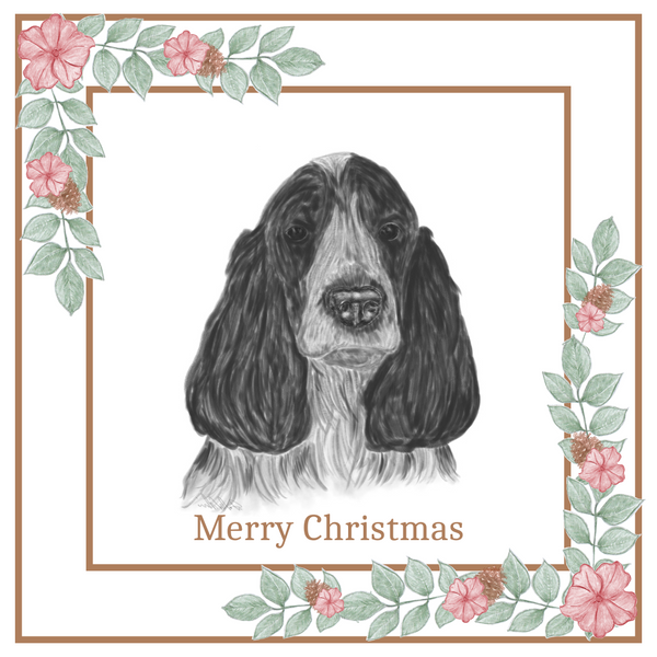 Blue Roan Cocker Spaniel Christmas Card Choice of 3 Card Designs Single or Multi Pack