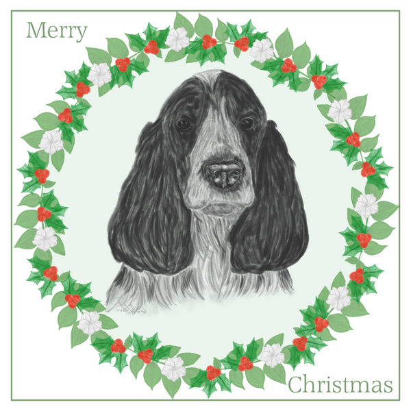 Blue Roan Cocker Spaniel Christmas Card Choice of 3 Card Designs Single or Multi Pack