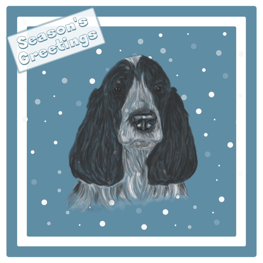 Blue Roan Cocker Spaniel Christmas Card Choice of 3 Card Designs Single or Multi Pack