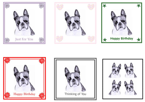 Boston Terrier Greeting Card Choice of 6 Designs BIRTHDAY, THINKING OF YOU, BLANK