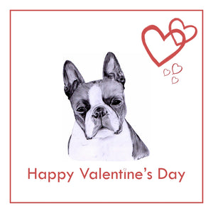 Boston Terrier Valentine's Day Card PERSONALISATION AVAILABLE