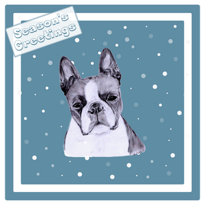 Boston Terrier Christmas Card Choice of 3 Card Designs Single or Multi Pack
