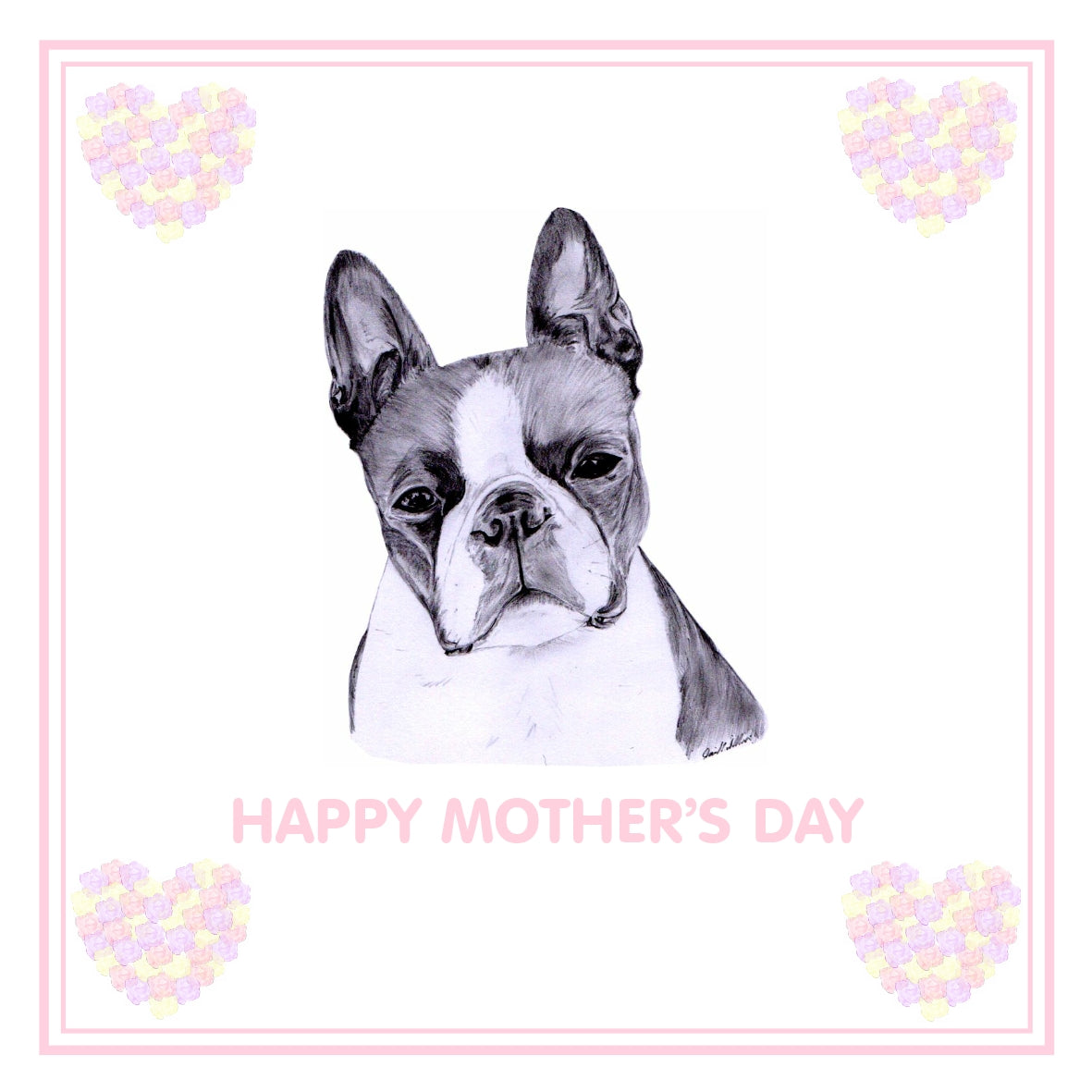 Boston Terrier Mother's Day Card PERSONALISATION AVAILABLE