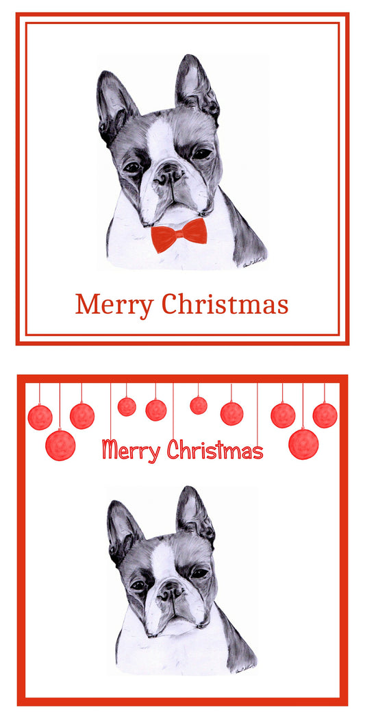 Boston Terrier Christmas Cards Pack of 6