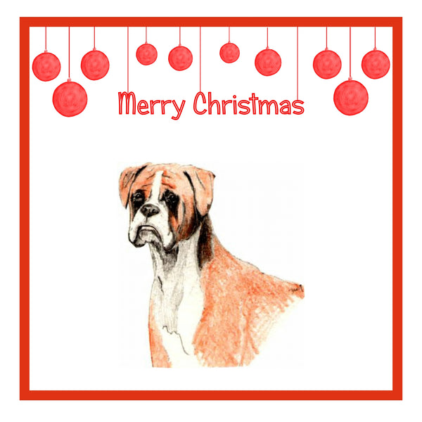 Boxer Christmas Cards Pack of 6