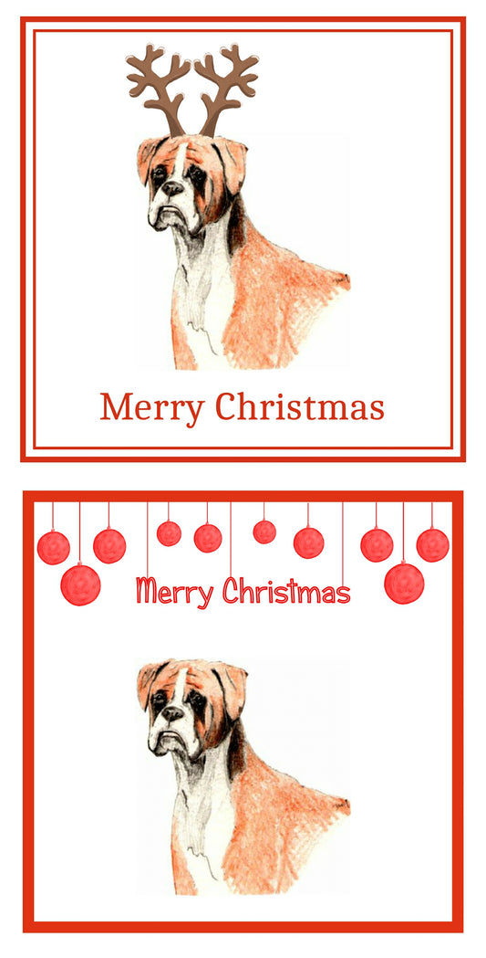 Boxer Christmas Cards Pack of 6