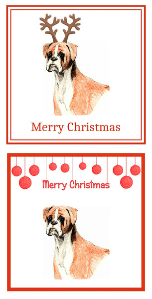Boxer Christmas Cards Pack of 6