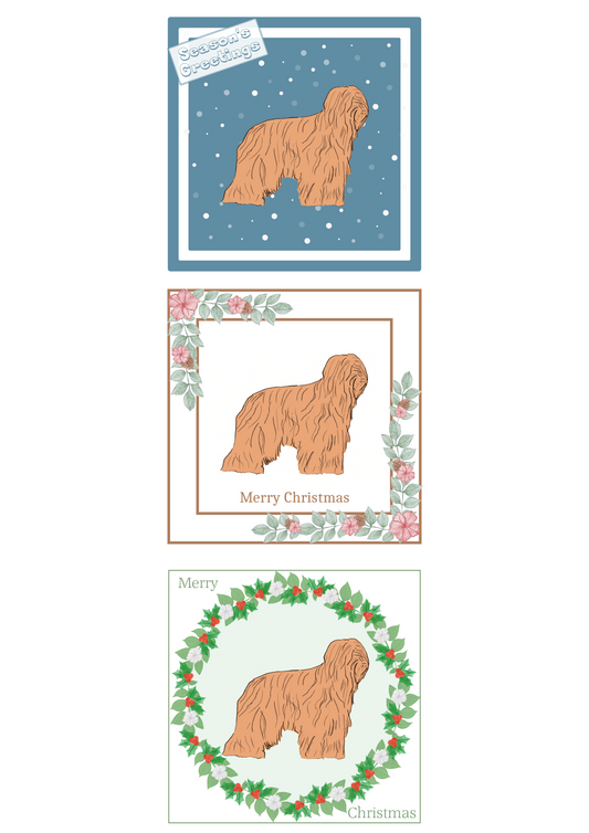 Briard Christmas Card Choice of 3 Card Designs Single or Multi Pack