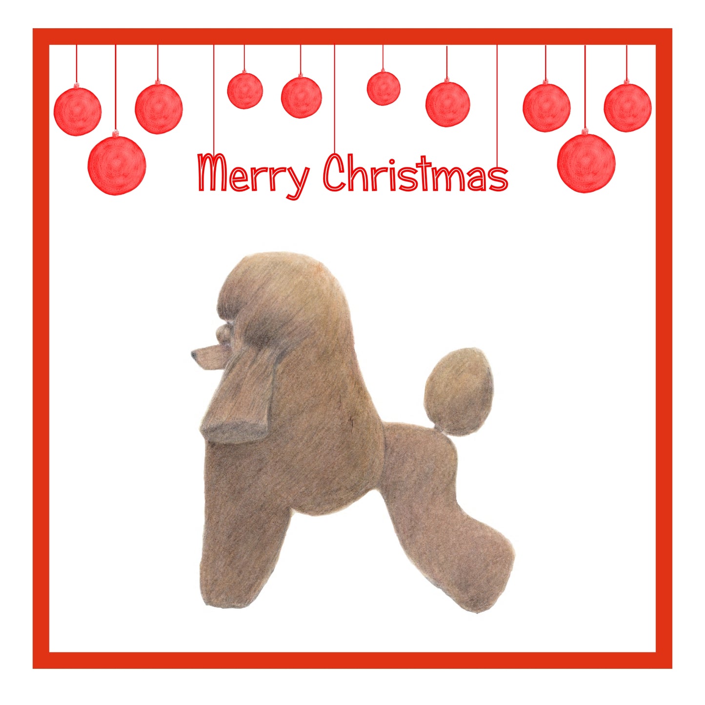 Brown Poodle Christmas Card Choice of 3
