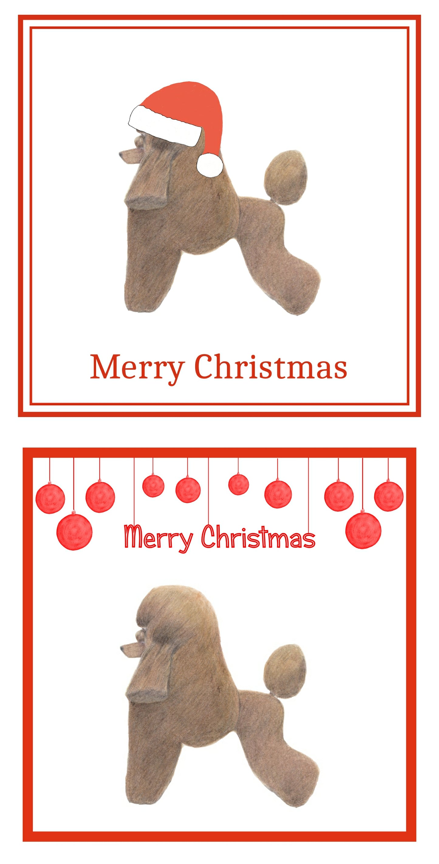 Brown Poodle Christmas Cards Pack of 6