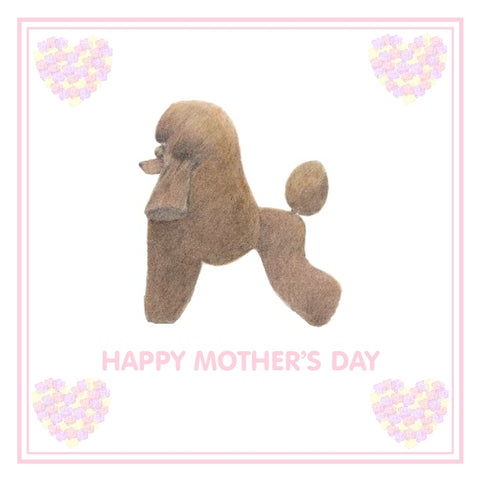 Brown Poodle Mother's Day Card PERSONALISATION AVAILABLE