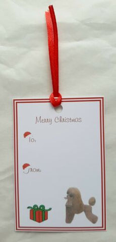 Brown Poodle Christmas Gift Tags Pack of 8