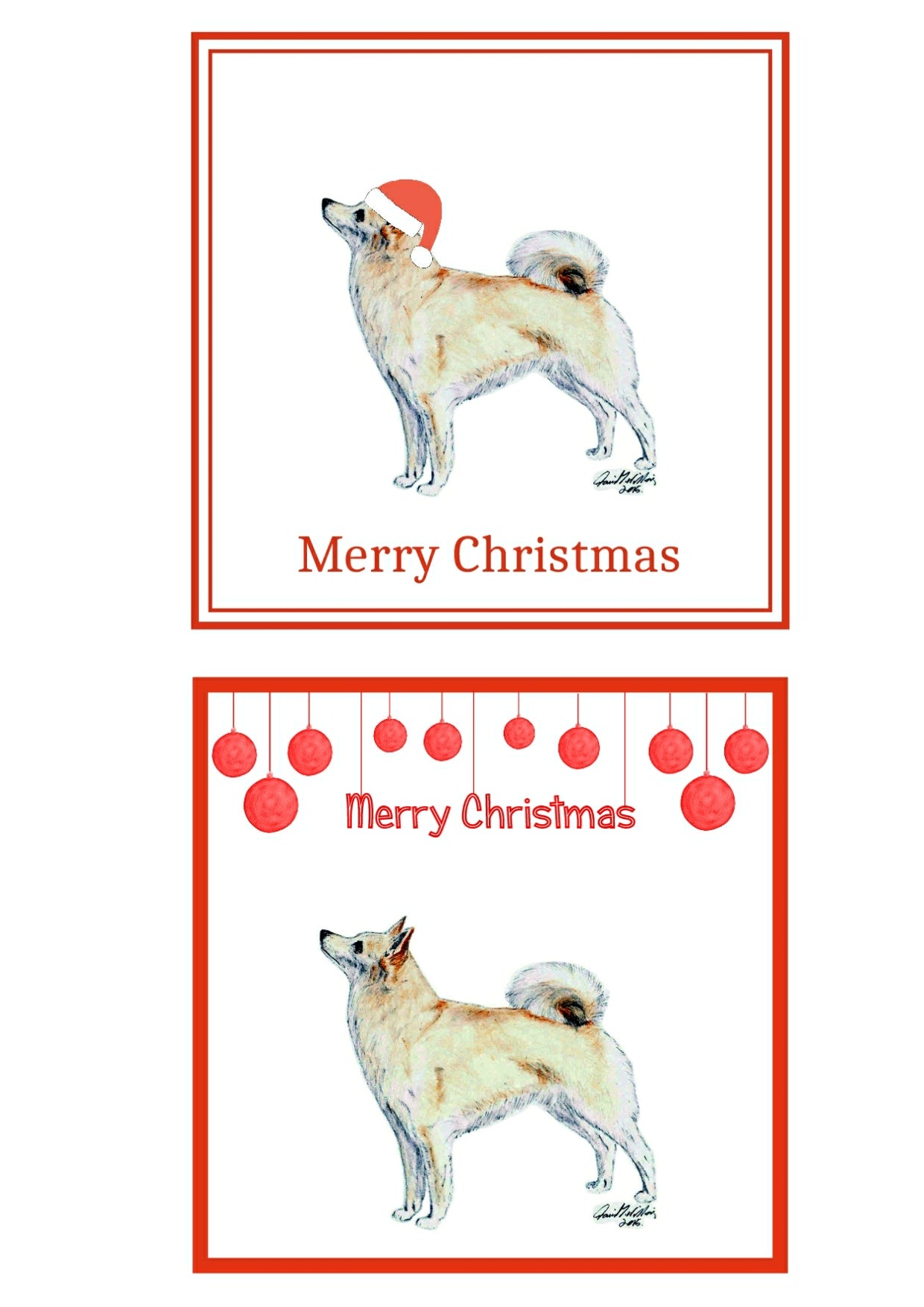 Norwegian Buhund Christmas Cards Pack of 6