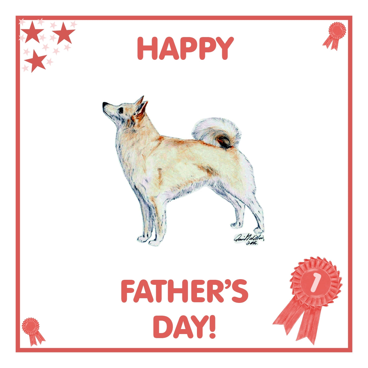 Norwegian Buhund Father's Day Card PERSONALISATION AVAILABLE