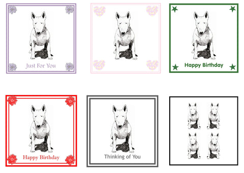 Bull Terrier Greeting Card Choice of 6 Designs BIRTHDAY, THINKING OF YOU, BLANK