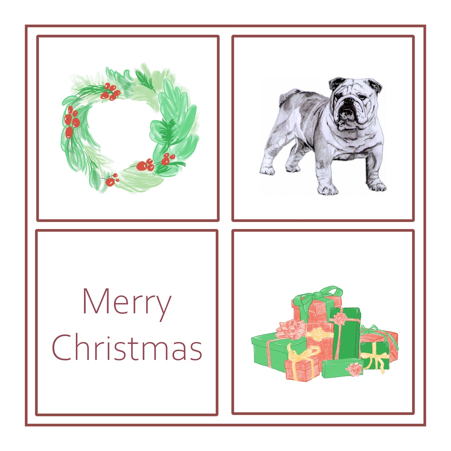 Bulldog Christmas Card Choice of 3